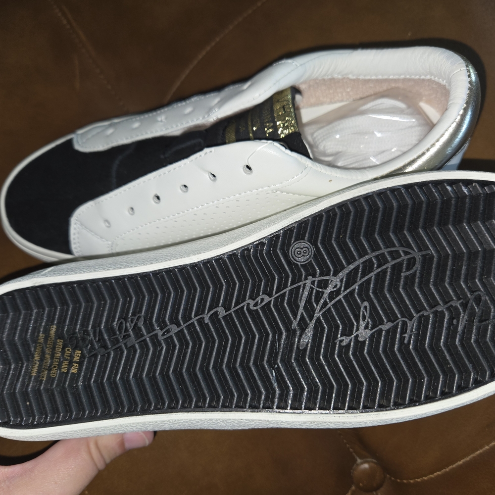 VINTAGE HAVANA Black and White Sneakers with Gold Accents